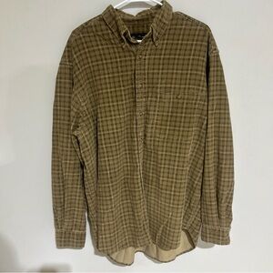VINTAGE Eddie Bauer • Thick Heavy Plaid BROWN/TAN CHECKERED Flannel LONG SLEEVE